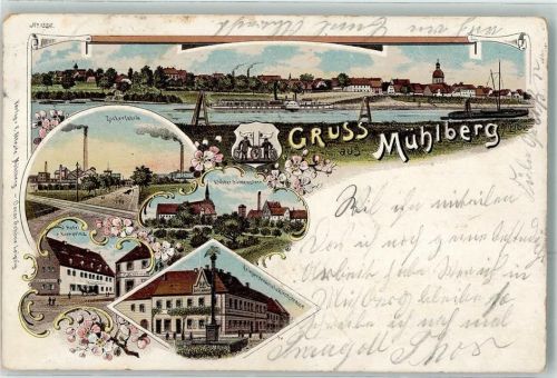 Mühlberg 1899 Raddampfer Zuckerfabrik Kloster Güldenstern Hotel Zum Kronprinz Kriegerdenkmal Kirchstraße