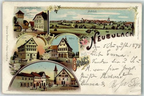 Neubulach 1898 Stadttor Gasthaus Zum Hirsch Schule Rathaus Marktplatz Kirche