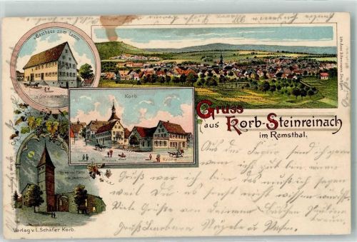 Korb 1900 Gasthaus Zum Lamm Turm Ruine Steinreinach