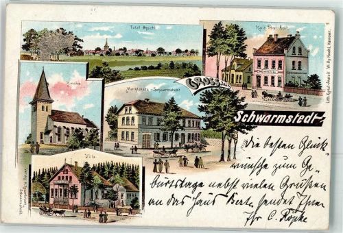 Schwarmstedt Kaiserl. Postamt Marktplatz Kirche Villa