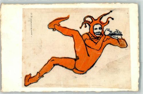 Berlin, unsortiert sign Oppermann Clown Flöte Festkarte Kostümfest der Kgl Kunstschule 1911