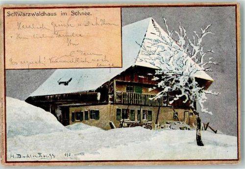 1901 Schwarzwaldhaus im Schnee Winter