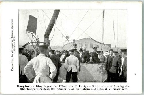 O9000 Chemnitz , Sachs Hauptmann dinglinger PL 5 Oberbürgermeister Dr. Sturm mit Gemahlin Oberst v. Gersdorff 2. Oktober 1910 Parseval
