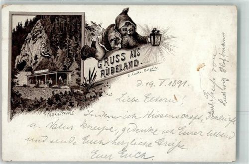 38889 O3725 Rübeland b Blankenburg, Harz 1891 - Zwerg Hermannshöhle Laterne vorläufer
