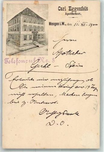 Mengen 1900 Carl Eggenfels Apotheke Vorläufer
