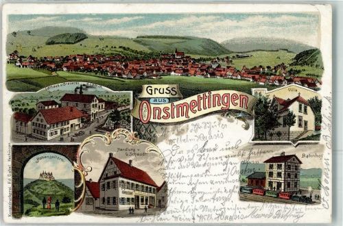 Onstmettingen Gasthaus Brauerei Zum Lamm Hohenzollern Handlung G. Schaudt Villa Bahnhof Eisenbahn