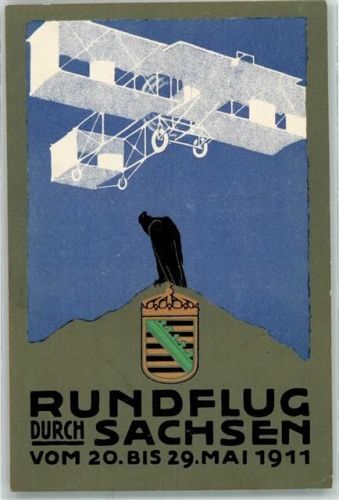 Rundflug durch Sachsen Mai 1911 Flugapparat Wappen Flugereignis