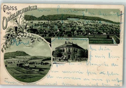 79787 W7898 Oberlauchringen , Kr Waldshut 1902 Lithographie Küssaburg Gasthaus Wutachtal Bahnpost Konstanz - Basel Zug 481