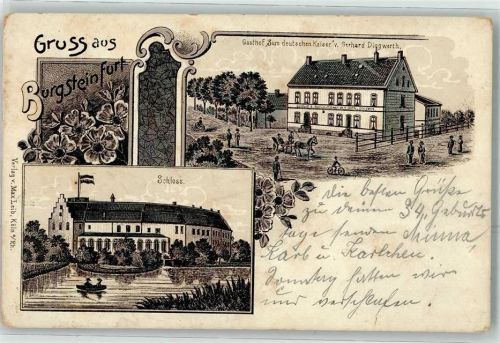 Burgsteinfurt 1905 Schloss Gasthaus Zum Deutschen Kaiser Gerhard Diggwerth Bahnpost Rheine Zug 677