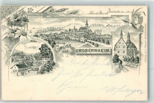 91593 W8801 Burgbernheim 1898 - Wildbad Kirche vorläufer Druck um 1895