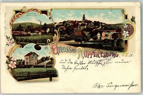 Ruppertsburg 1901 Chem. Fabrik Friedrichshütte Bahnhof Lithographie