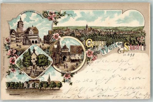Weil der Stadt 1898 Stadtkirche Rathaus Kepler Denkmal Kapelle Juden Tor Bahnhofstraße