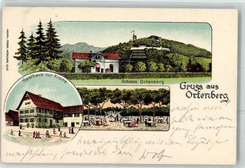 77799 W7601 Ortenberg , Baden 1902 Lithographie Schloss Gasthaus Zur Krone