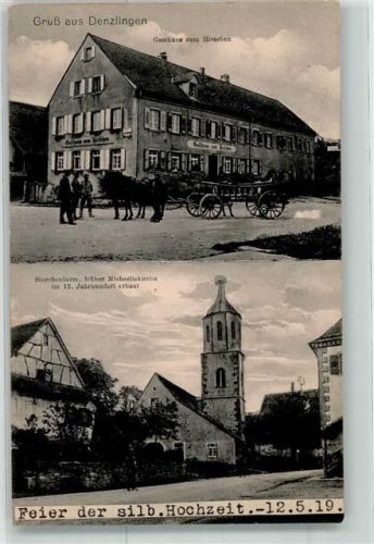 79211 W7819 Denzlingen - Gasthaus Zum Hirschen Storchenturm früher Michaeliskirche