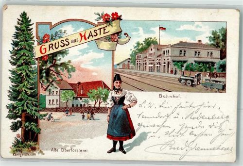 Haste 1900 Alte Oberförsterei Bahnhof Eisenbahn Tracht Königstanne Bahnpost Weetzen - Haste Zug 561