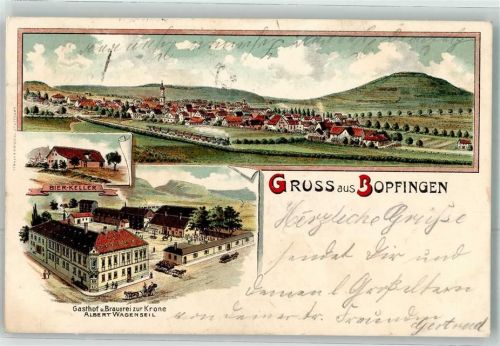 Bopfingen 1903 Bier Keller Gasthaus Brauerei Zur Krone Albert Wagenseil Kutsche