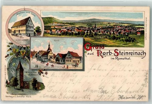 Korb 1899 Gasthaus Zum Lamm Steinreinach Turm Ruine