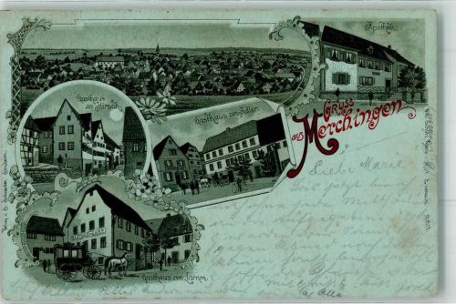 Merchingen 1900 Apotheke Gasthaus Zum Hirsch Zum Adler Zum Lamm