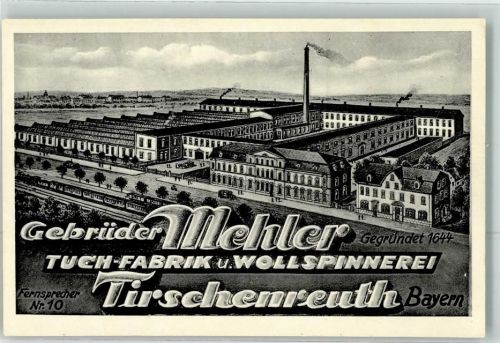95643 W8593 Tirschenreuth - Firma Gebrüder Mehler Tuchfabrik Wollspinnerei Eisenbahn