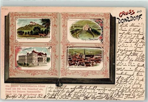 73072 W7322 Donzdorf 1902 Gebrauchsspuren Ansichtskartenalbum Ramsberg Scharfenstein Schloss Lithographie