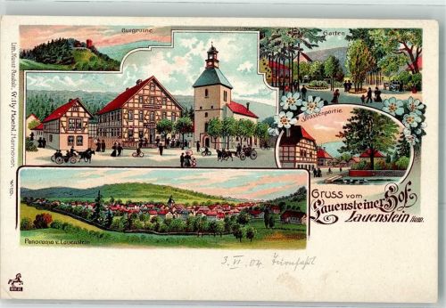 Lauenstein 1904 Burgruine Gasthaus Lauensteiner Hof