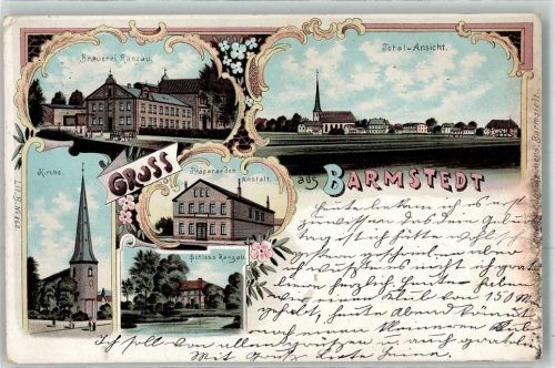 25355 W2202 Barmstedt 1898 Lithographie Brauerei Ranzau Präparanden Anstalt Kirche Schloss ranzau