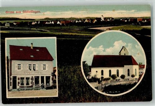 Göttelfingen 1917 Geschäft Hugo Katz Kirche