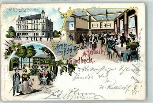 Gladbeck 1900 Hotel Gasthaus Weinhandlung A. Schmidt Bahnpost Oberhausen