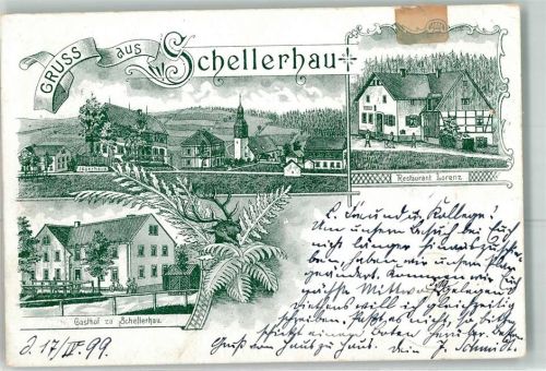 Schellerhau 1899 Gasthaus Jägerhaus Gasthaus Lorenz Lithographie