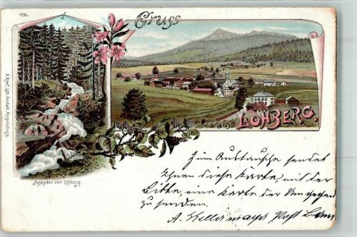 93470 W8491 Lohberg b Lam, Oberpf 1897 Lithographie Kaskaden Brombeeren