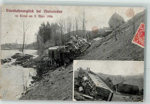 79297 W7809 Oberwinden , Elztal Gebrauchsspuren Eisenbahnunglück 2. März 1906 Trümmer