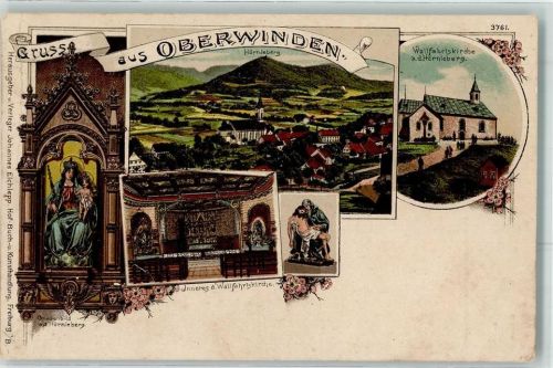 79297 W7809 Oberwinden , Elztal Lithographie Wallfahrtskirche auf dem Hörnleberg Gnadenbild