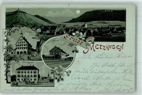 Metzingen 1899 Rathaus Bahnhof hotel Sprandel