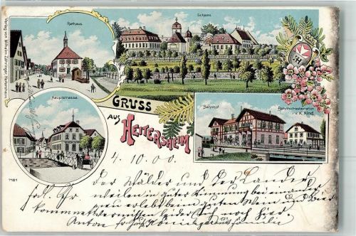 Heitersheim 1900 Rathaus Schloss Hauptstraße Bahnhof Bahnhofsrestauration K. Kind