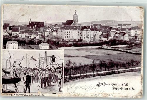01744 O8230 Dippoldiswalde Gebrauchsspuren Gauturnfest Turner
