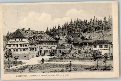 Bubenbach 1909 sign Reinhardt Gasthaus Pension Adler Dependance