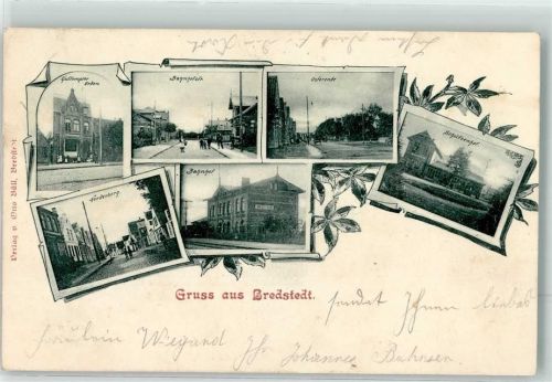 Bredstedt 1899 Gultempler Orden Bahnhofstraße Osterende Schützenhof Bahnpost Hamburg-Gindern Zg. 1007