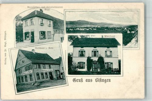 72379 W7457 Bisingen b Hechingen - Manufaktur- und Kolonialwaren Vogt PFarrhaus Gasthaus Zur Rose