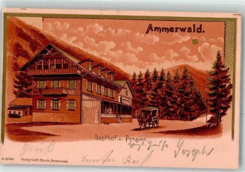 Reutte Gasthaus Pension Ammerwald Postkutsche Ort lt. Stempel