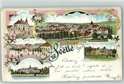 Svetlá nad Sázavou Swietla ob der Sasau 1900 Lithographie Rathaus Marktplatz Schloss