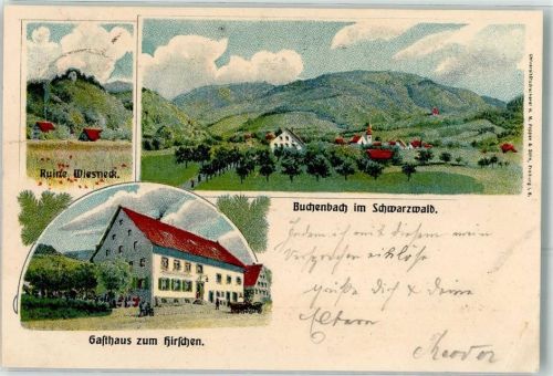 79256 W7801 Buchenbach , Breisgau - Ruine Wiesneck Gasthaus Zum Hirschen