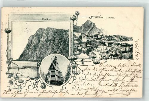 Nordkapp 1903 Lithographie Lofoten Kirche
