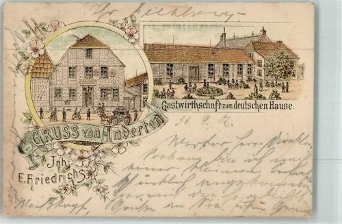 Anderten 1902 Gasthaus zum deutschen Hause Lithographie