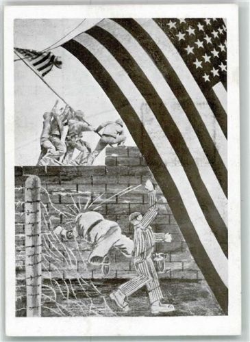 Mauthausen Wohlfahrtspostkarte KZ-Befreiung 5.5.1945 durch die U.S.Armee Sonderstempel WK II
