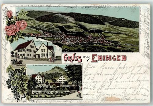 Eningen 1900 Kunstgärtnerei Gasthaus zur Krone Rosen Trauben