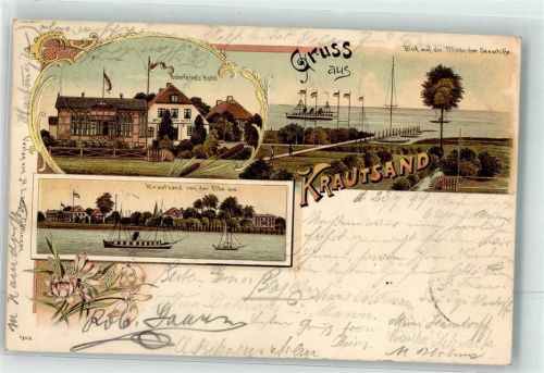 Krautsand 1899 Hotel Buhrfeind Bootssteg Elbe