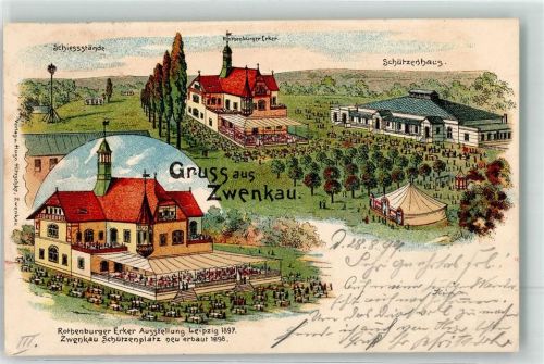 Zwenkau 1899 Rothenburger Erker Schießstände Schützenhaus Festzelt