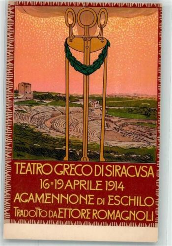 96100 Siracusa 1914 Lithographie Teatro Greco di Sircusa 1914