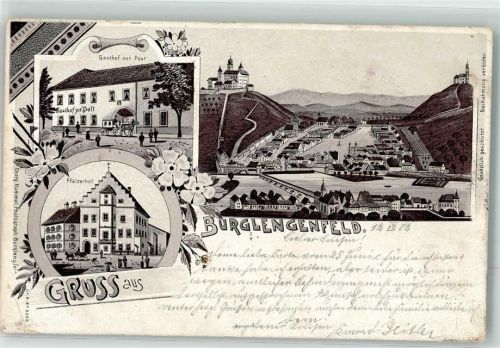 Burglengenfeld 1902 Gasthaus zur Post Gasthaus Pfälzerhof Burg Burglengenfeld Lithograpie