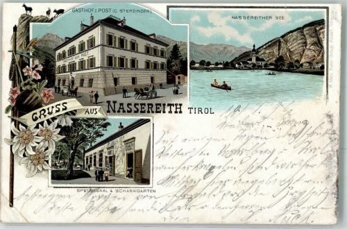 Nassereith Gasthaus zur Post Nassreither See Lithographie